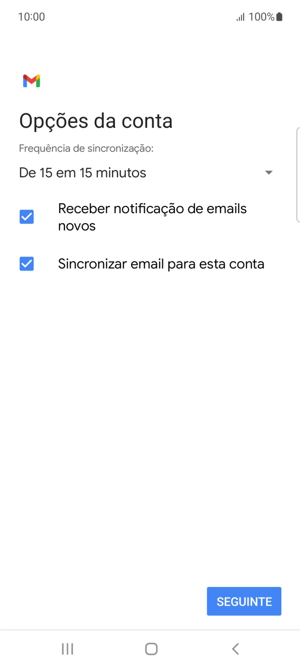 Se o ecrã mostrar esta imagem, a sua conta foi identificada e configurada automaticamente. Siga as indicações no ecrã para introduzir informações adicionais e concluir a configuração.