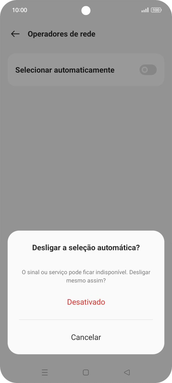 Prima Desativado para desativar a função e aguarde enquanto o telefone procura as redes.