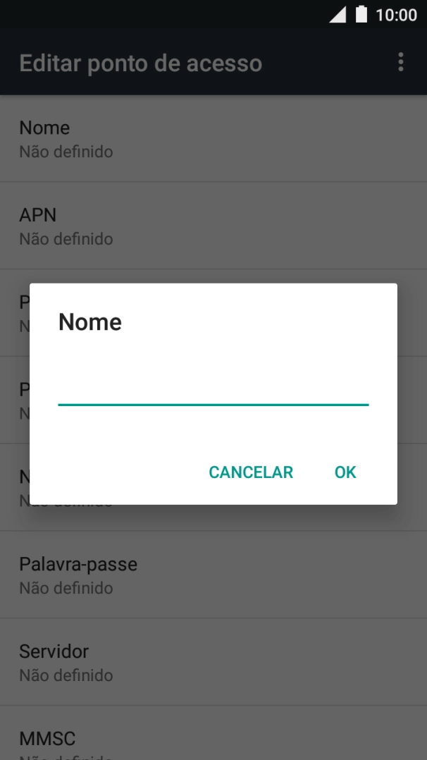 Introduza Vodafone Internet e prima OK.