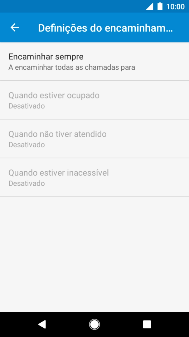 Prima o tipo de desvio pretendido.
