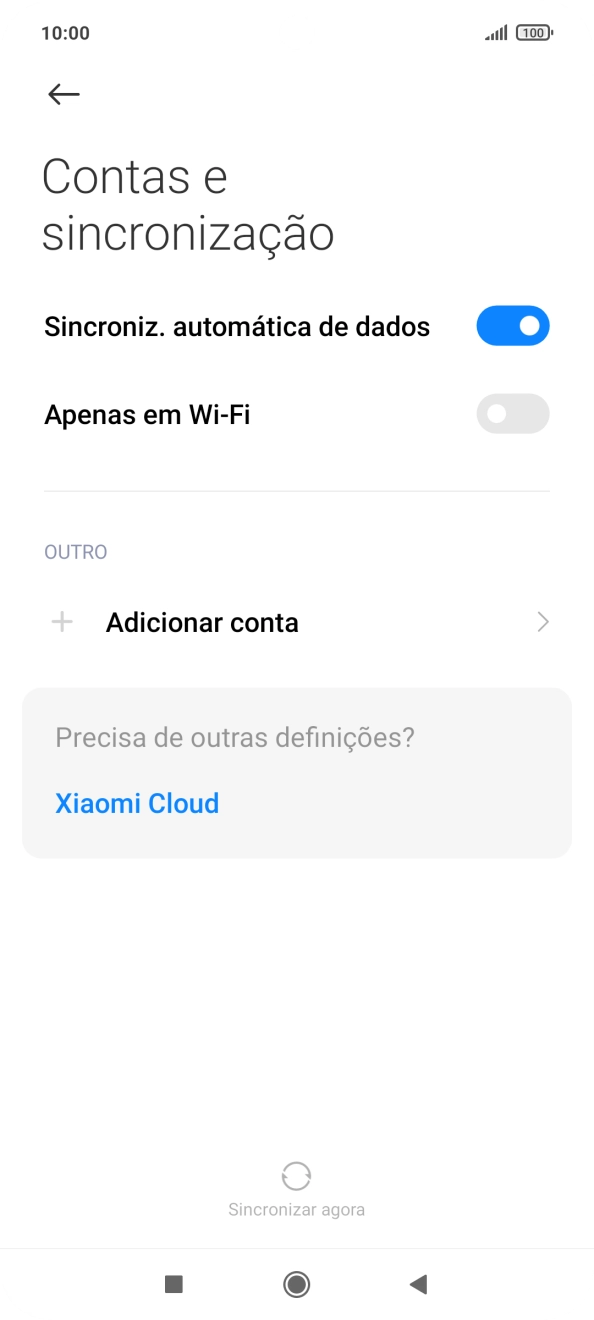 Prima Adicionar conta.
