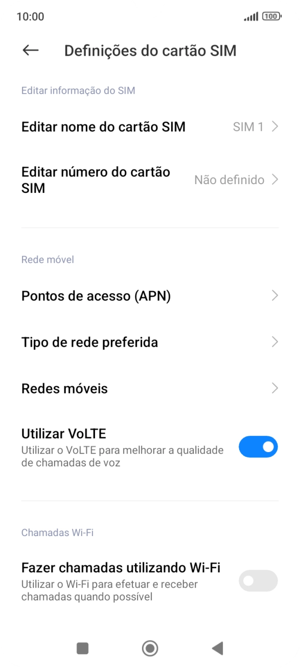 Prima Tipo de rede preferida.