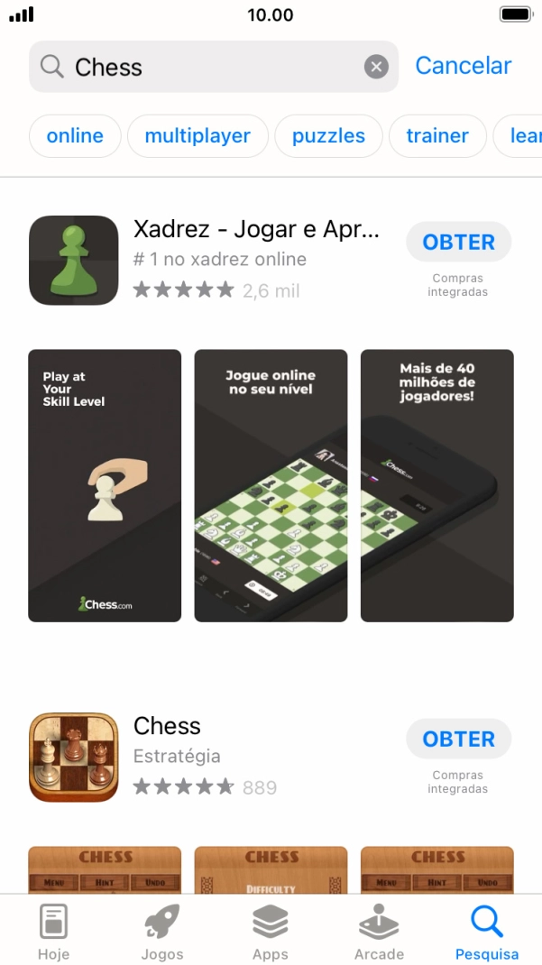 Prima a app pretendida.