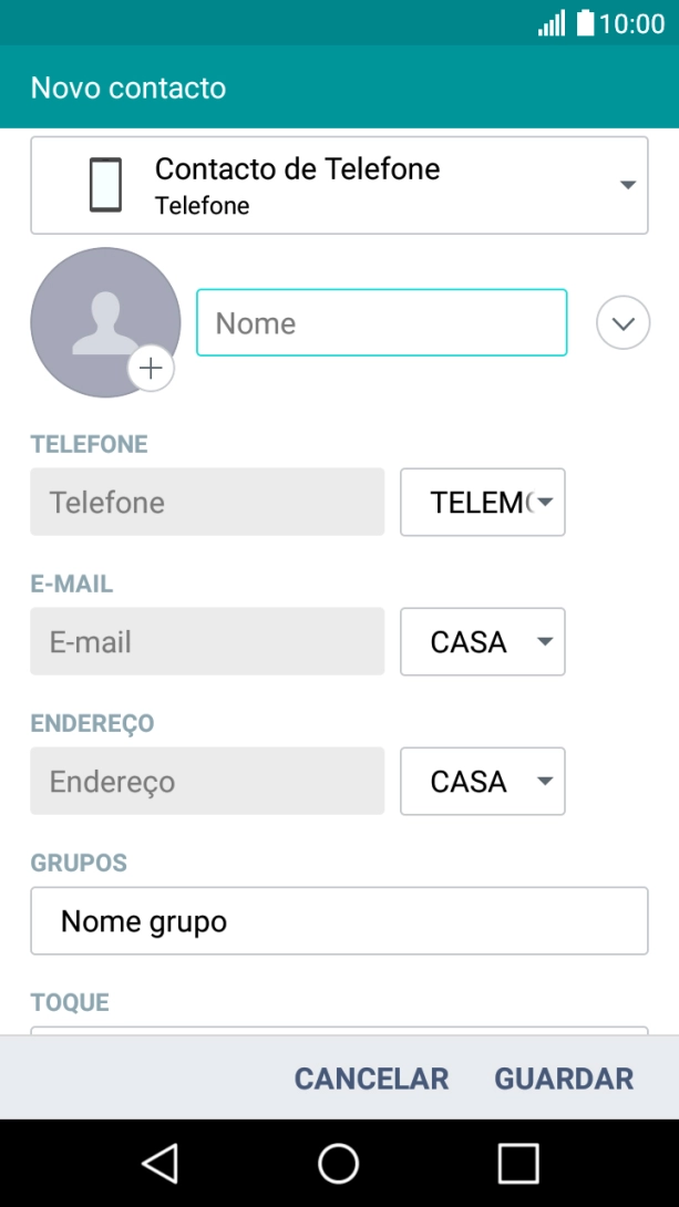 Prima a lista suspensa da lista de contactos.