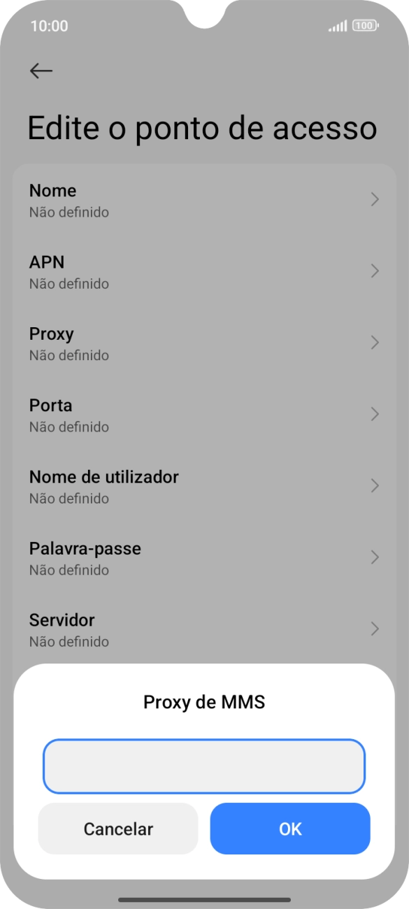Introduza iproxy.vodafone.pt e prima OK.