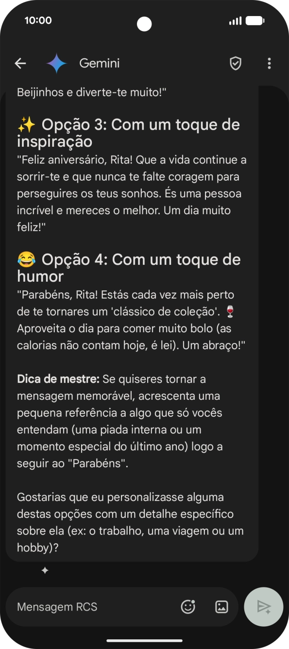 As sugestões de texto da Gemini são agora mostradas no ecrã.