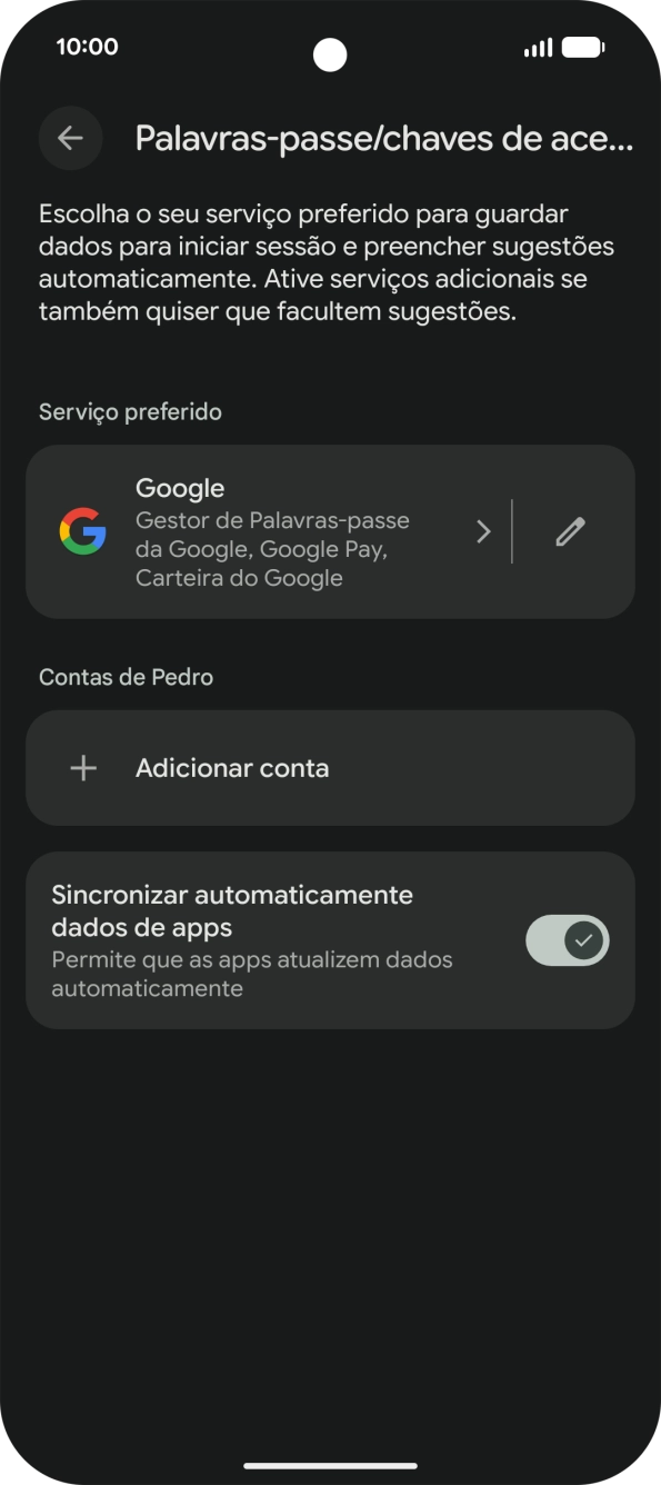 Prima Adicionar conta.