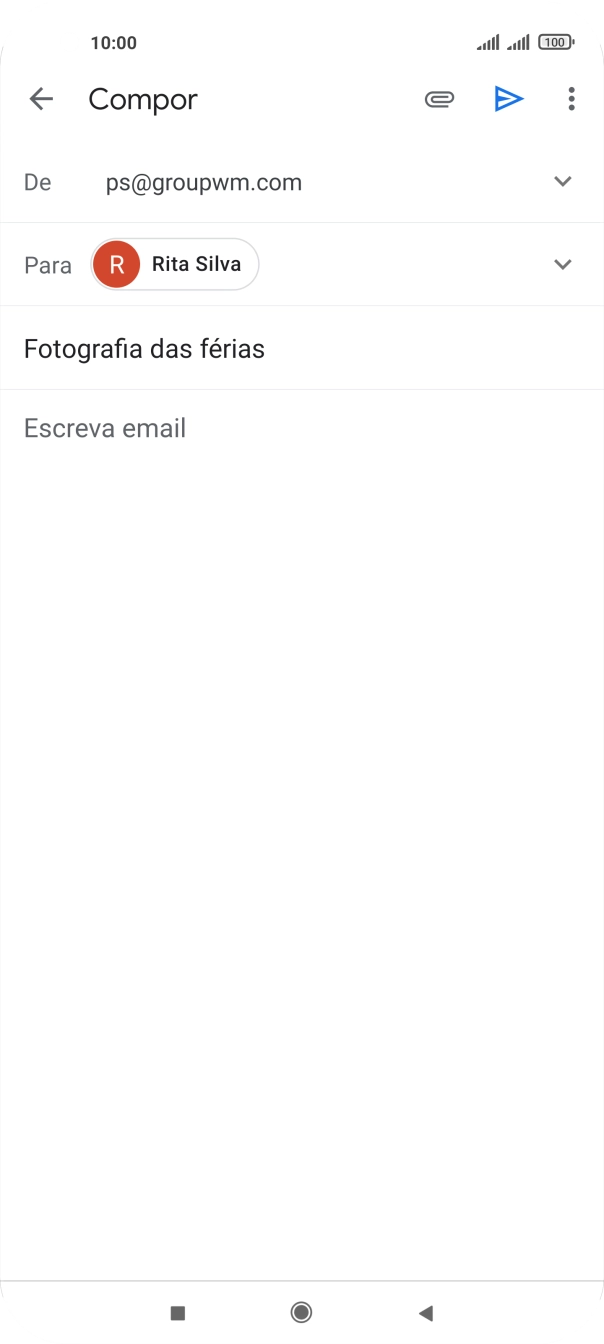 Prima o campo de escrita e escreva o texto do e-mail.