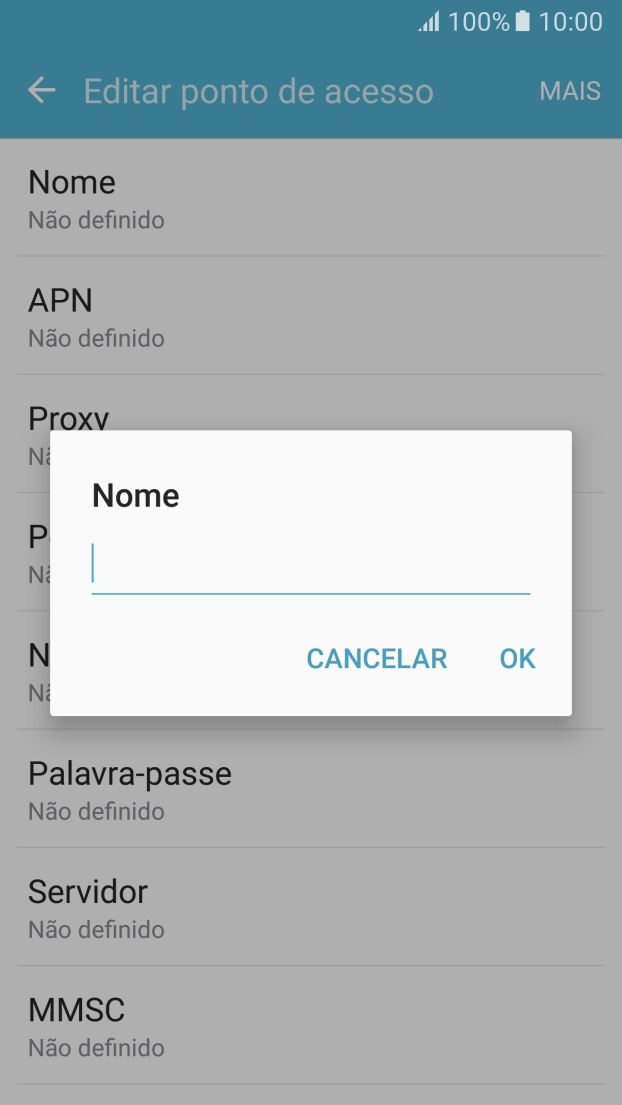 Introduza Vodafone Internet e prima OK.