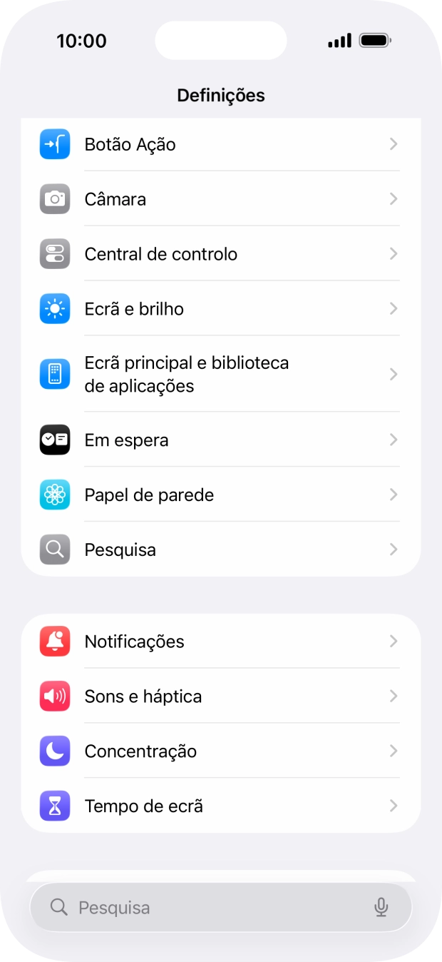 Prima Ecrã principal e biblioteca de aplicações.
