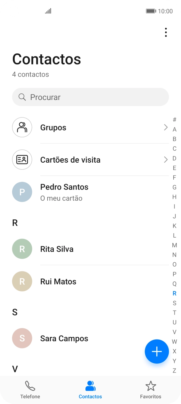 Prima o ícone de novo contacto.