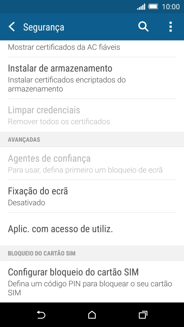 Prima Configurar bloqueio do cartão SIM.