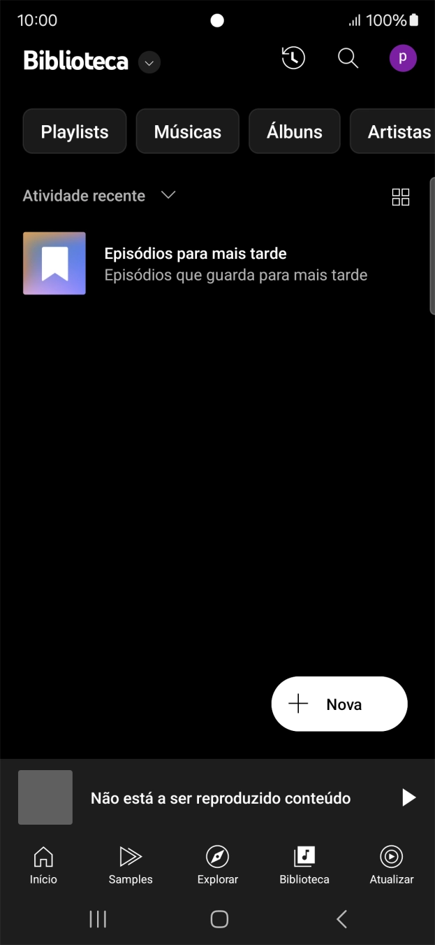 Prima a lista suspensa.