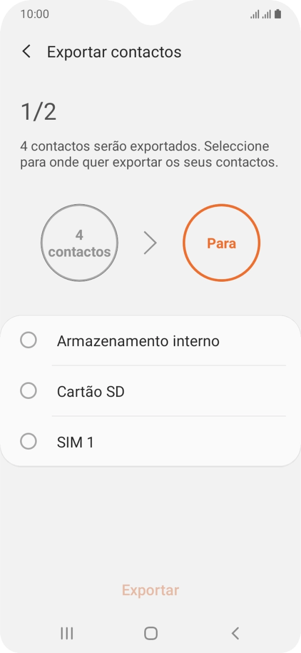 Prima o nome do cartão SIM.