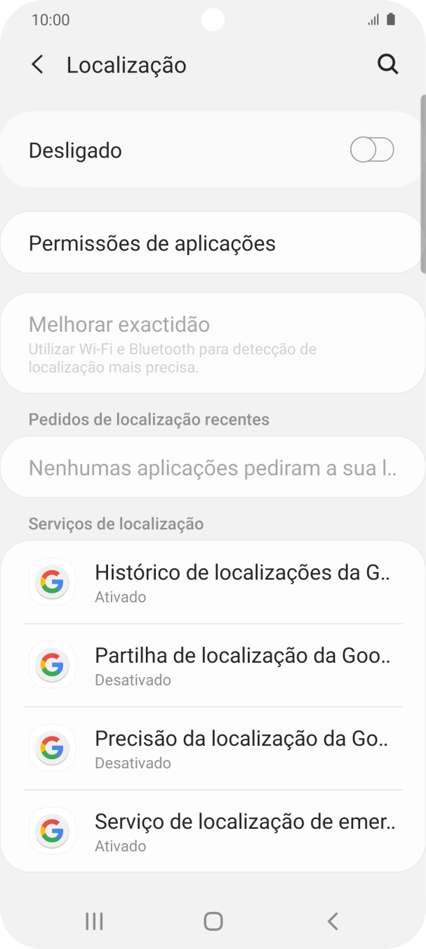 Prima o indicador para ativar ou desativar a função.
