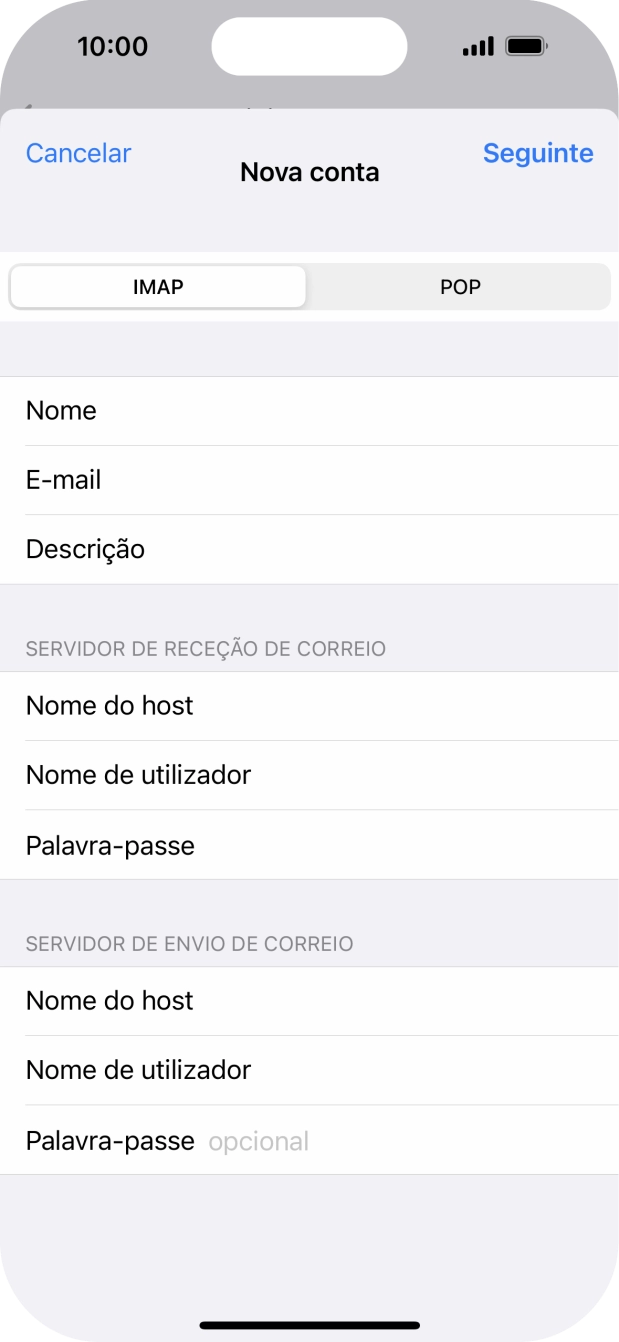 Prima Palavra-passe e introduza a password da sua conta de e-mail na Vodafone.