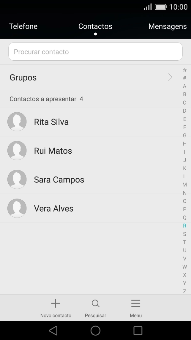 Prima o ícone de novo contacto.
