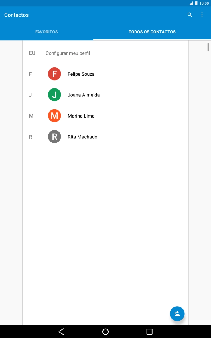 Prima o ícone de novo contacto.