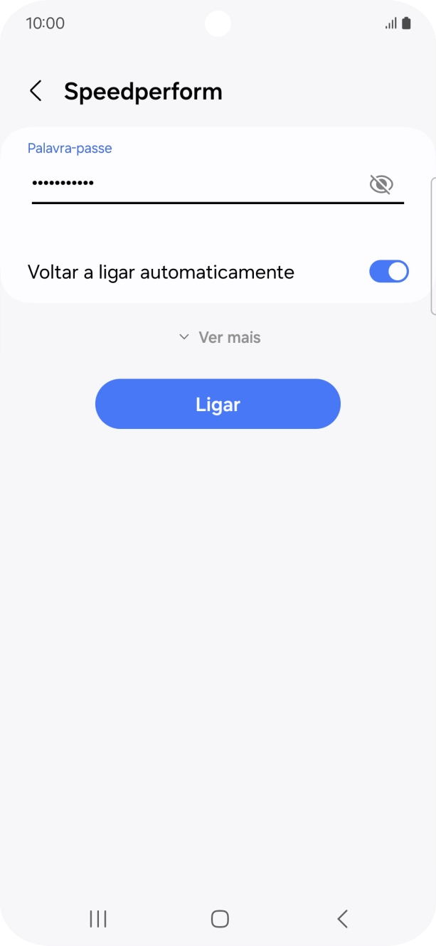 Introduza a password da rede Wi-Fi e prima Ligar.