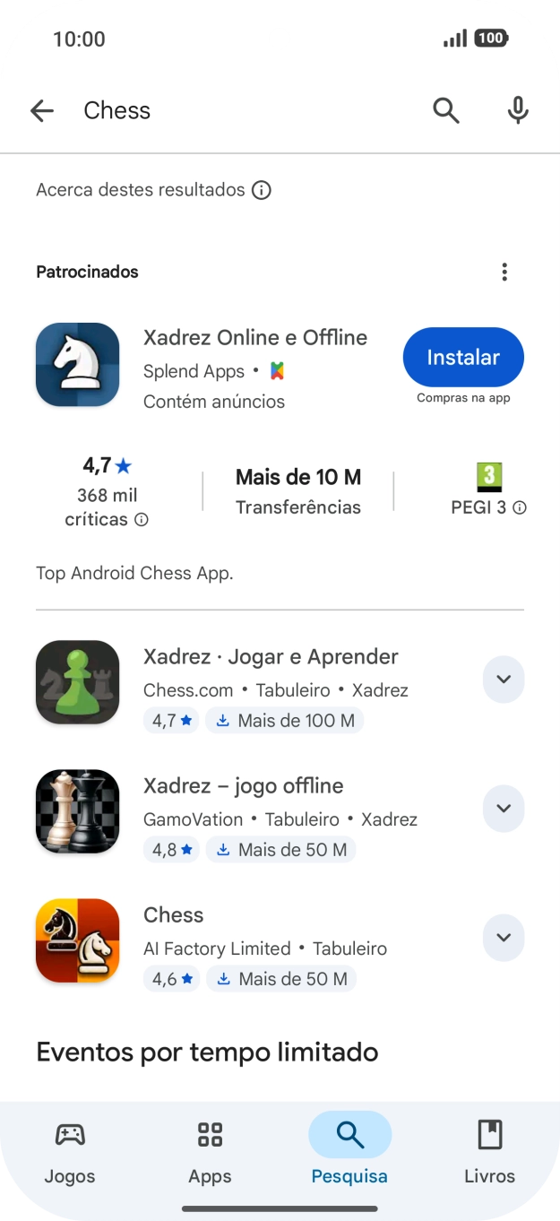 Prima a app pretendida.