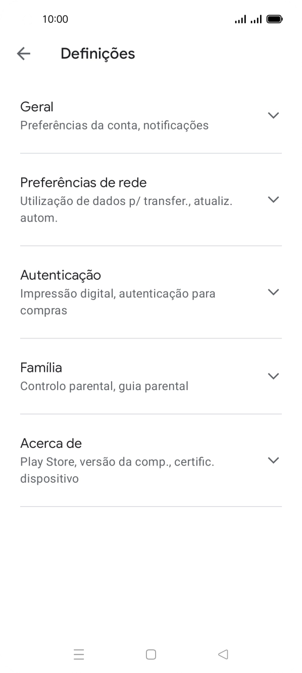 Prima Preferências de rede.