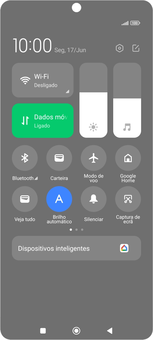 Prima o ícone de perfil para ativar ou desativar o perfil silencioso.