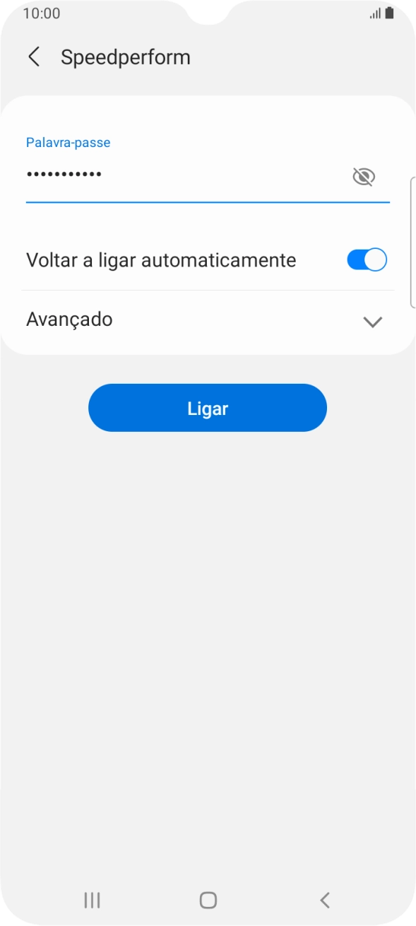 Introduza a password da rede Wi-Fi e prima Ligar.