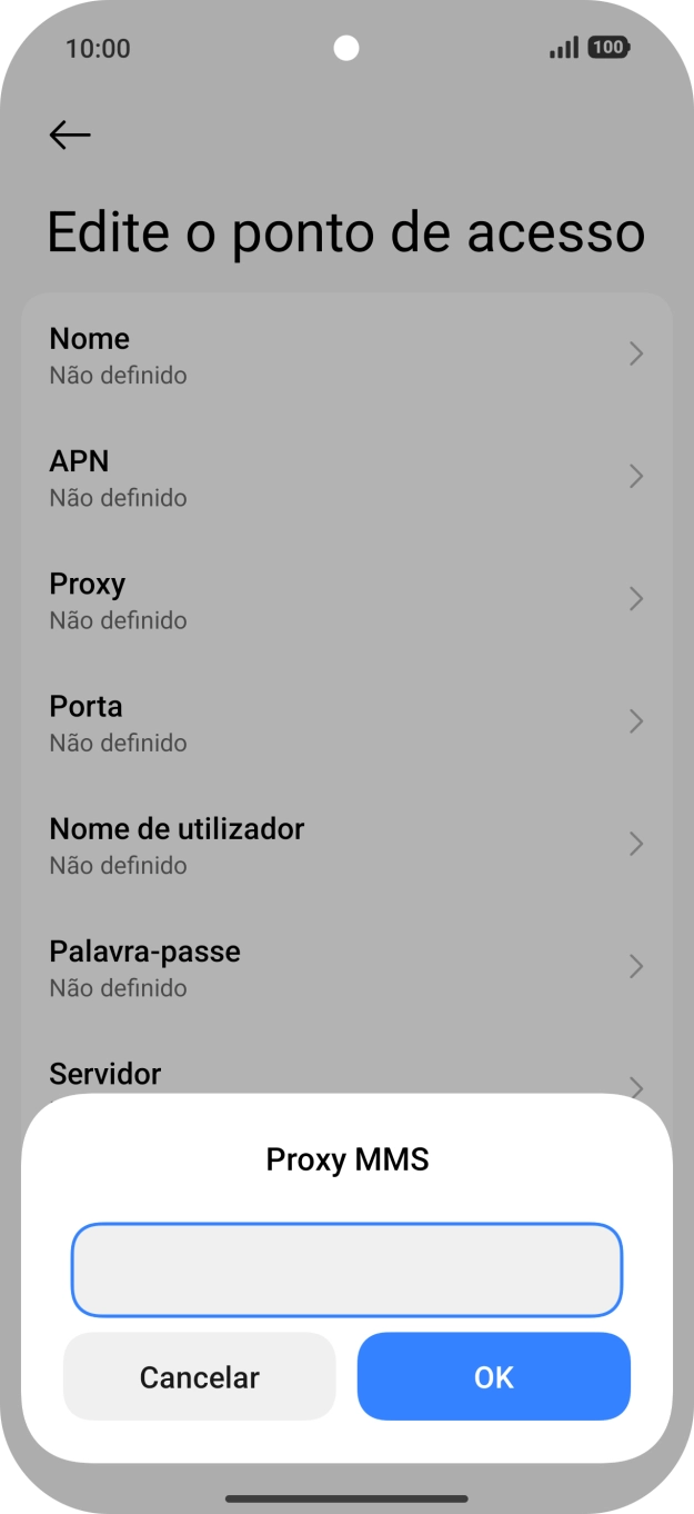 Introduza iproxy.vodafone.pt e prima OK.