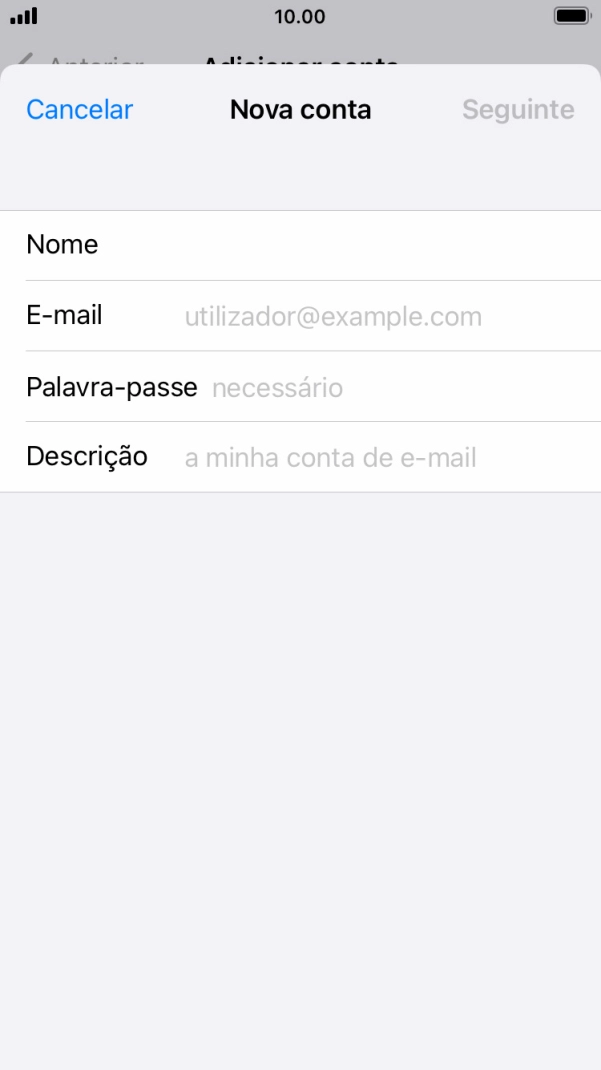 Prima E-mail e introduza o seu endereço de e-mail Vodafone.