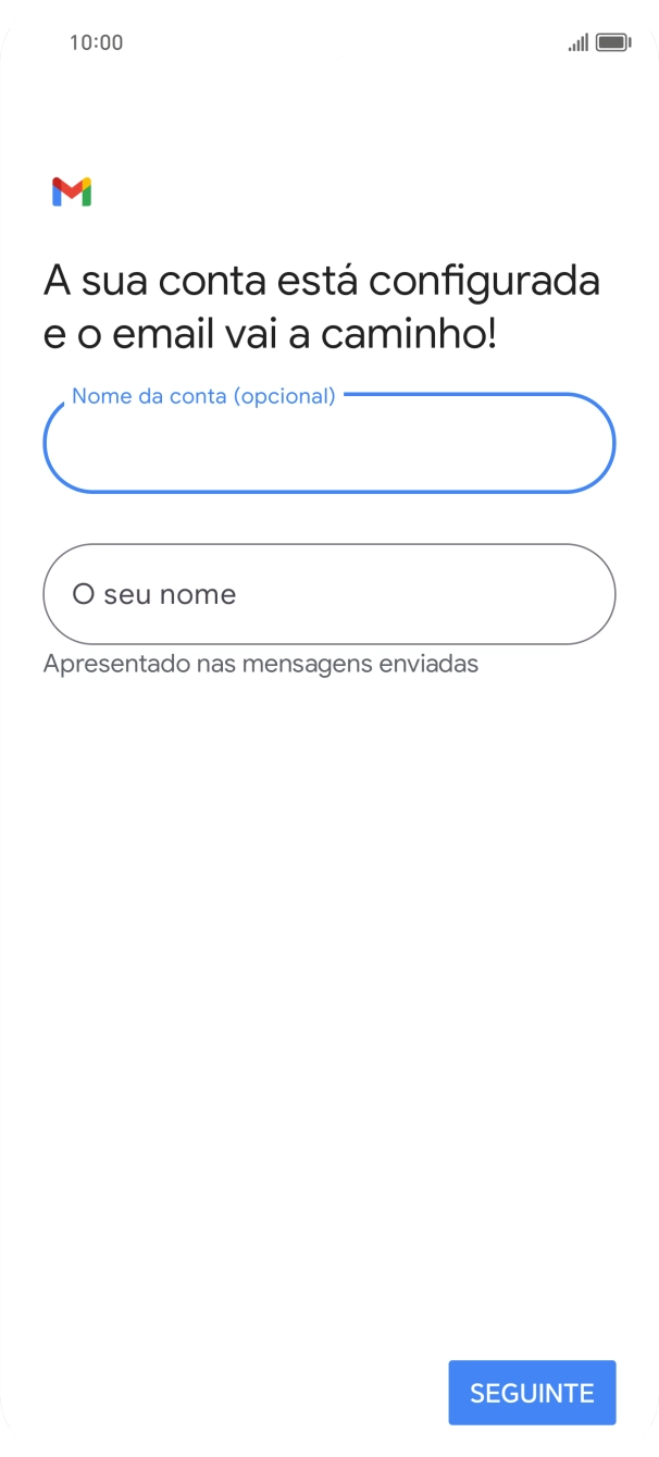 Prima O seu nome e introduza o nome do remetente pretendido.