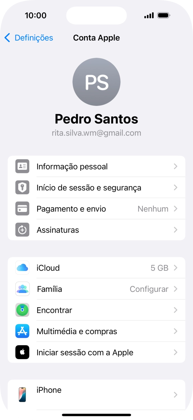 Para voltar ao ecrã inicial, deslize o dedo de baixo para cima a partir da base do ecrã.