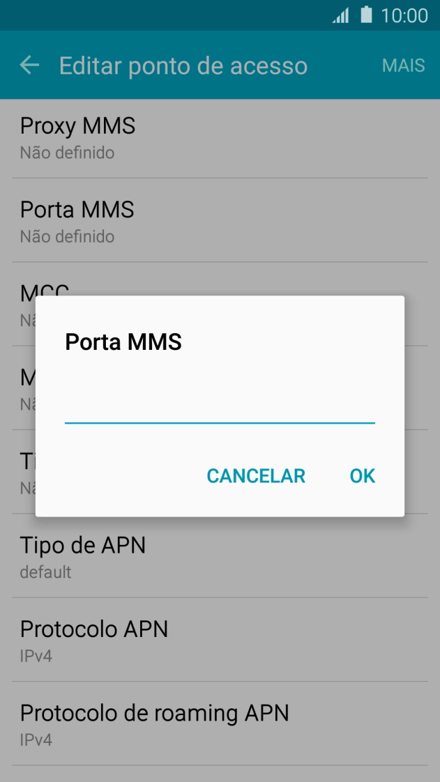 Introduza 80 e prima OK.