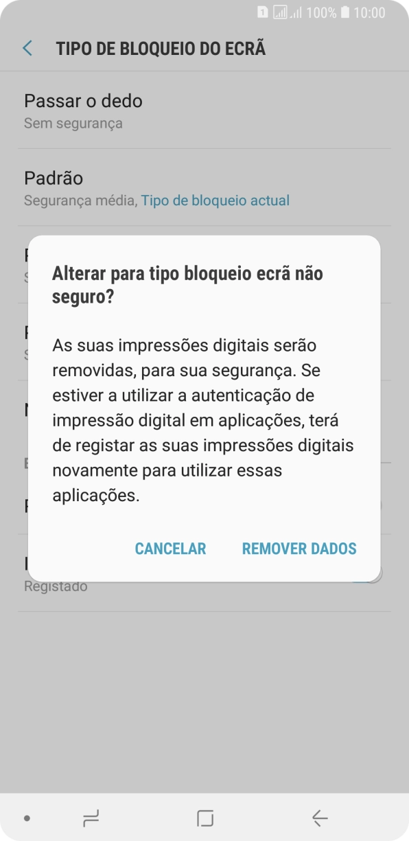 Prima REMOVER DADOS.