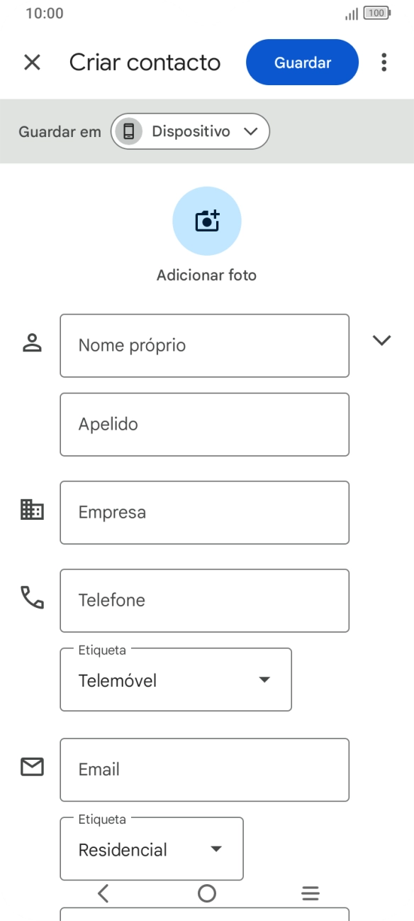 Prima Nome próprio e introduza o nome pretendido.