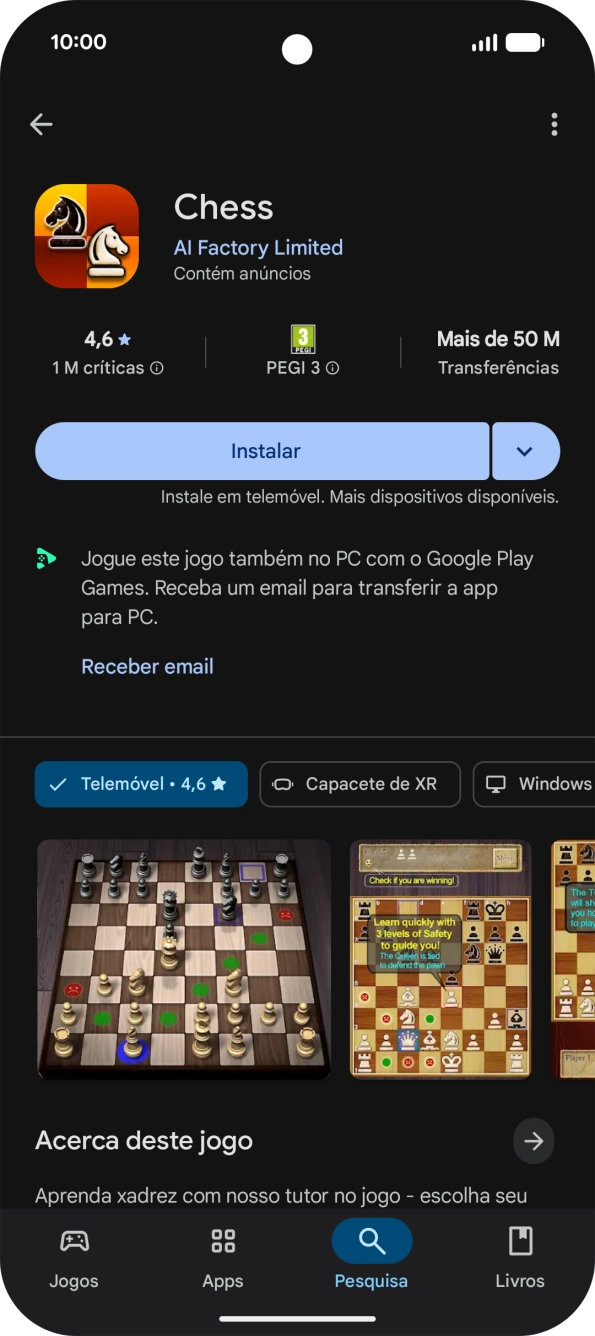 Prima Instalar e siga as indicações no ecrã para instalar a app.