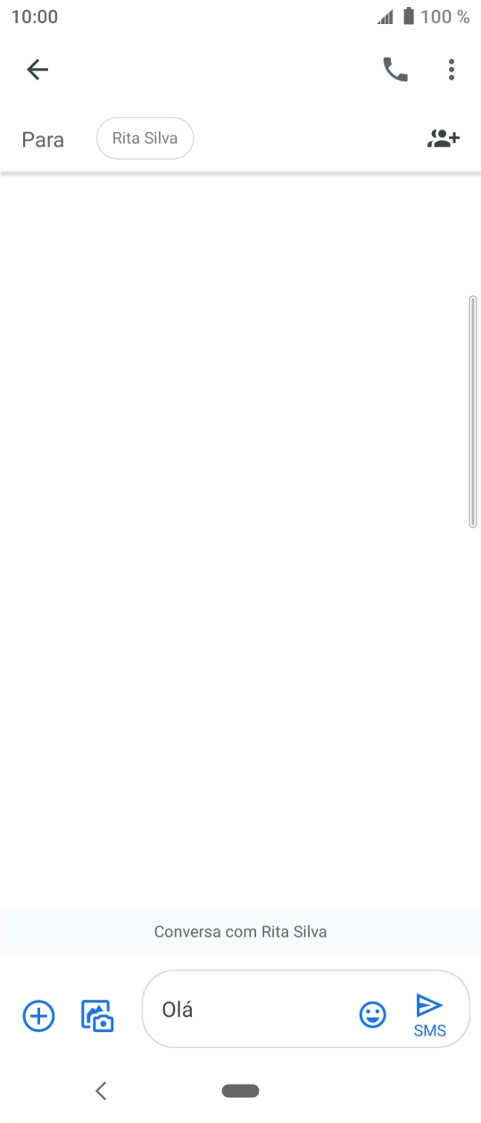 Prima o ícone para enviar quando terminar de escrever a sua mensagem curta.