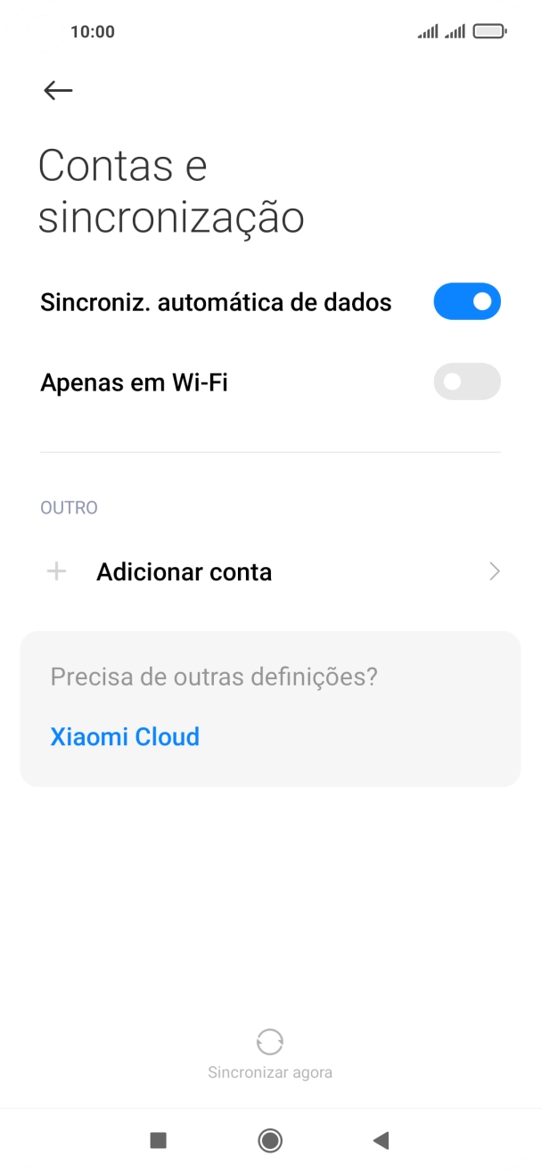 Prima Adicionar conta.