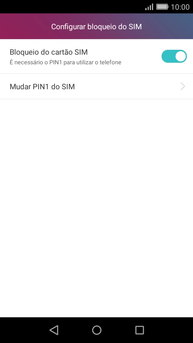 Prima Bloqueio do cartão SIM para ativar ou desativar a função.