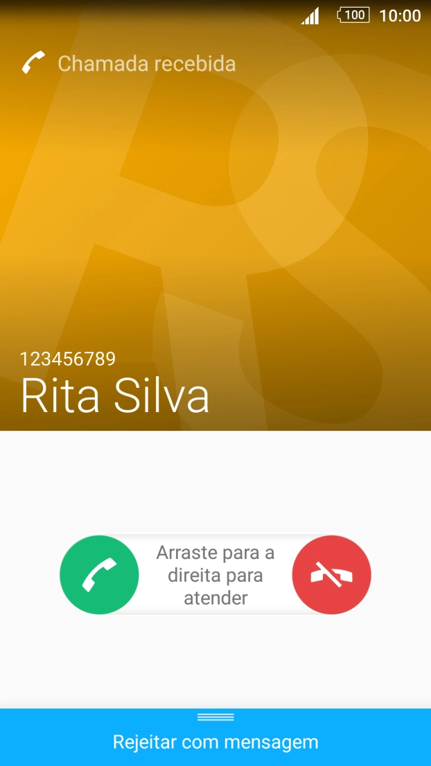 Se o bloqueio de ecrã estiver ativado, prima o ícone de atender e arraste-o para cima.