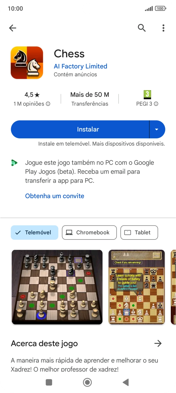 Prima Instalar e siga as indicações no ecrã para instalar a app.