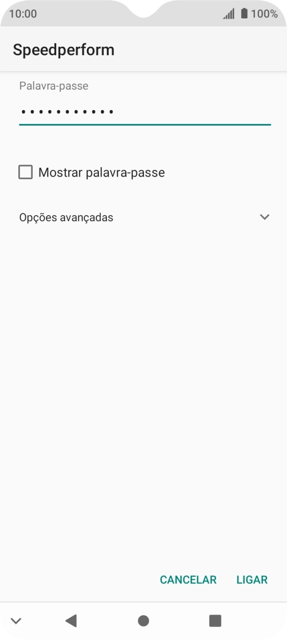 Introduza a password da rede Wi-Fi e prima LIGAR.
