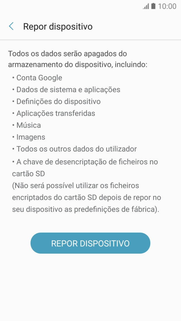 Prima REPOR DISPOSITIVO.