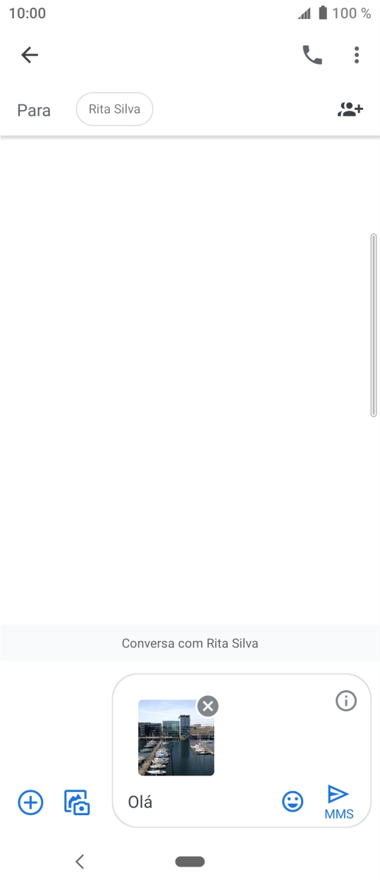Prima o ícone para enviar quando terminar de escrever a sua mensagem multimédia.
