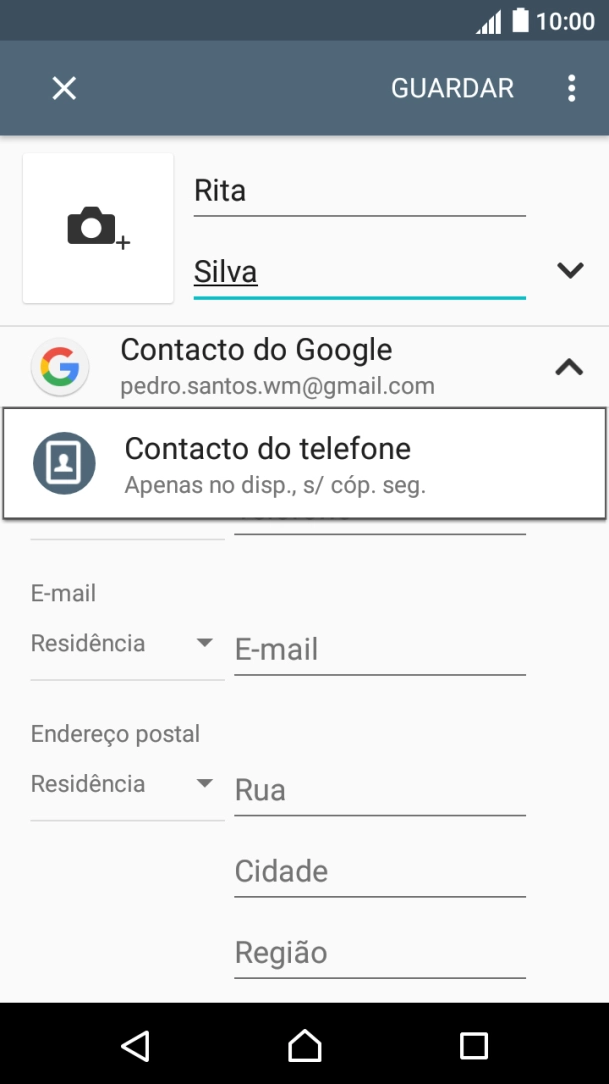 Prima Contacto do telefone.