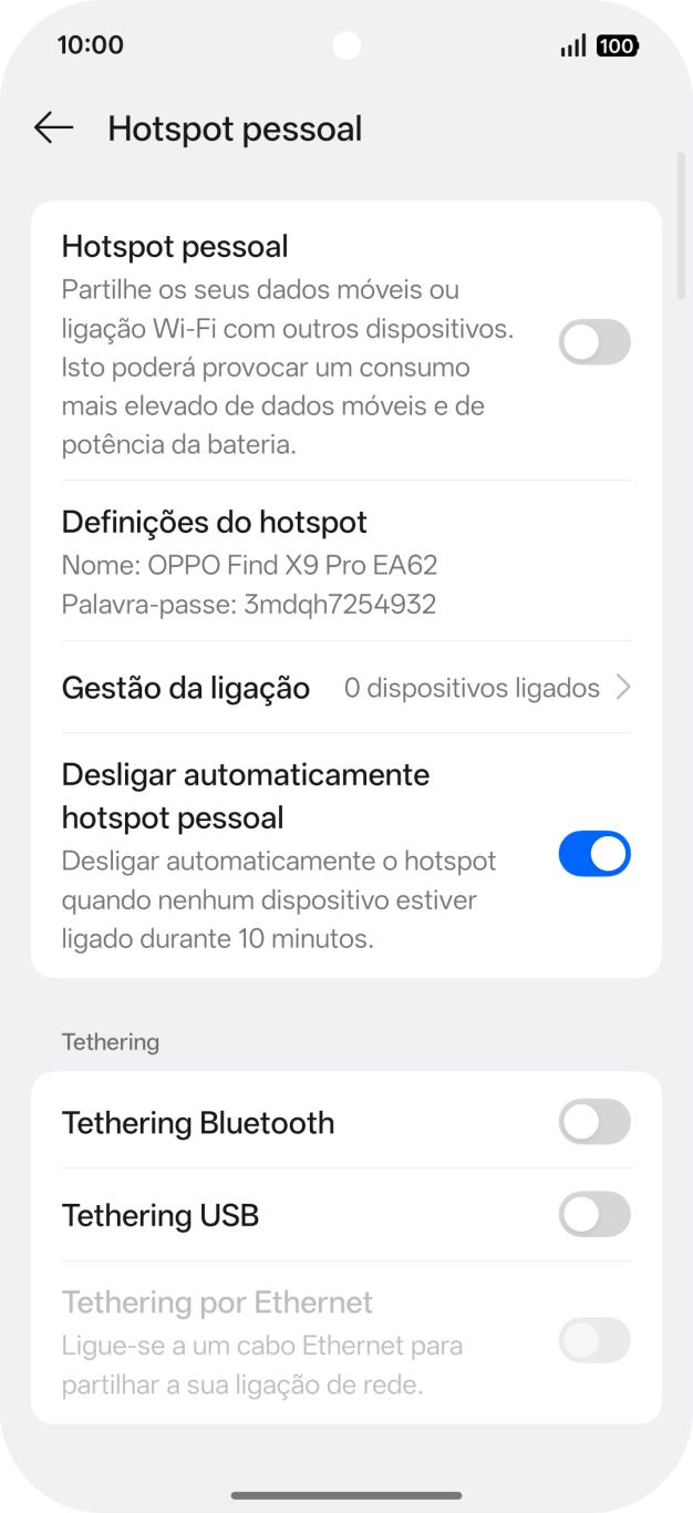 Prima Definições do hotspot.