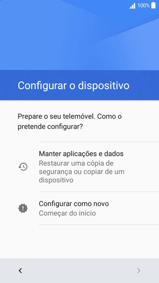 É possível transferir conteúdo de outro telefone quando o telefone for ativado antes da primeira utilização e quando o telefone tiver sido reiniciado. Quando esta imagem for mostrada no ecrã, o telefone está pronto para transferir conteúdo de outro telefone.