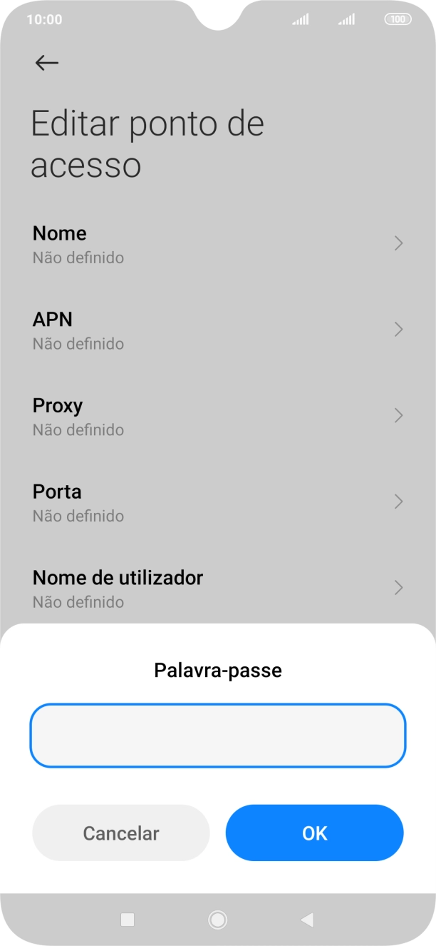 Introduza vodafone e prima OK.