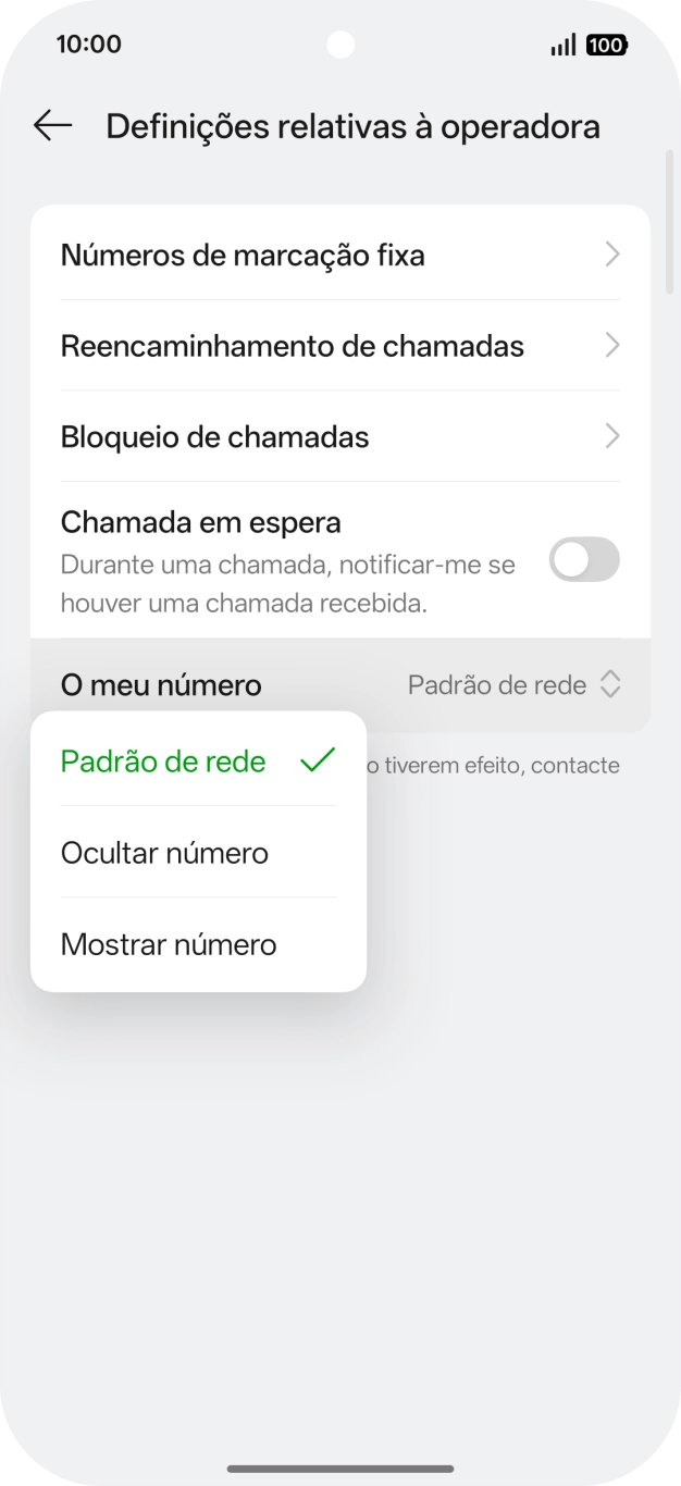 Prima Mostrar número para ativar a visualização do seu número.
