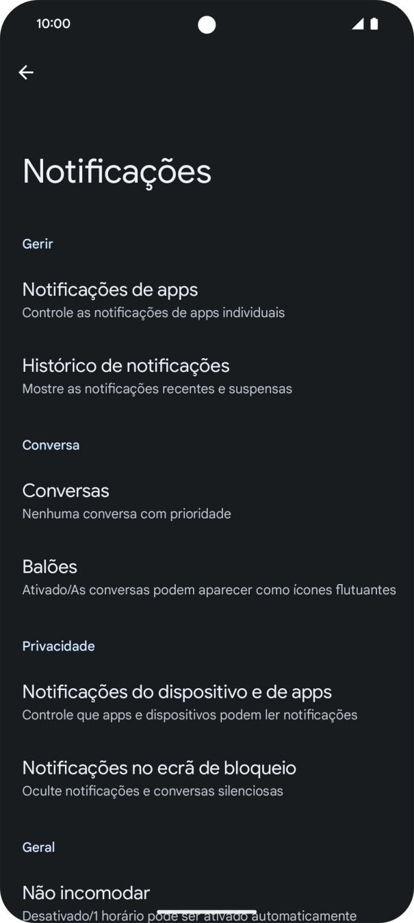 Prima Notificações de apps.