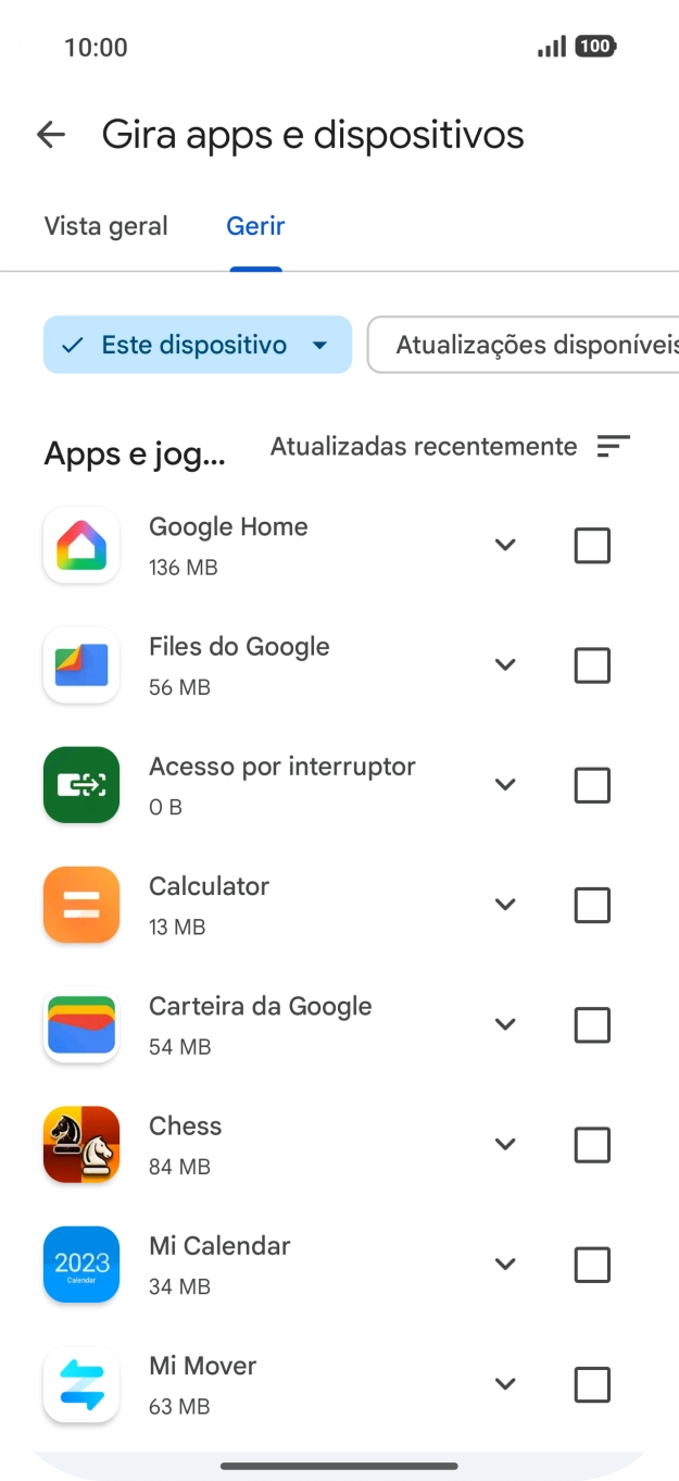 Prima a app pretendida.